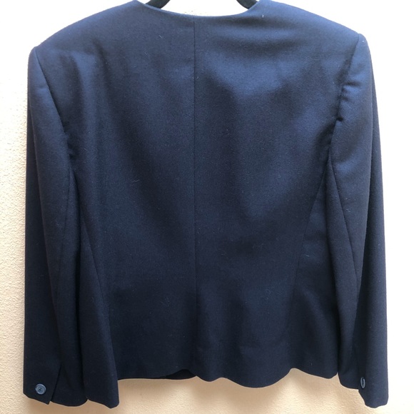 Wool Navy Front Zip Blazer - Picture 2 of 2